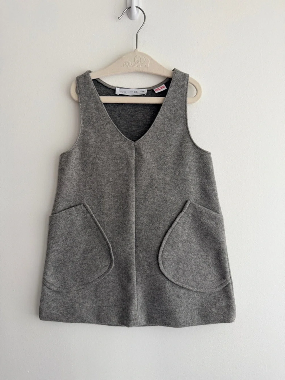 Soft Grey Felt Shift Dress Zara Size 2-3 Years
